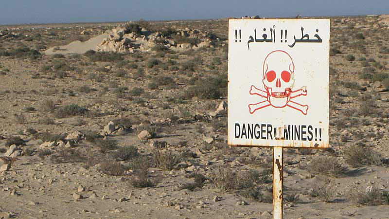 Waarschuwing voor mijnenvelden